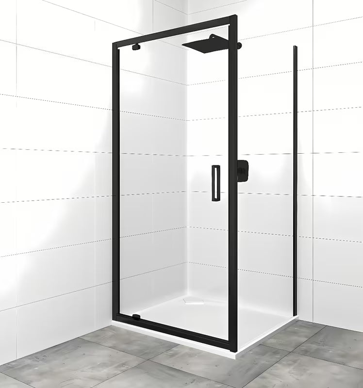 Pravokutna tuš kabina SAT Tex 100×90 cm s prozirnim staklom i crnim mat profilima