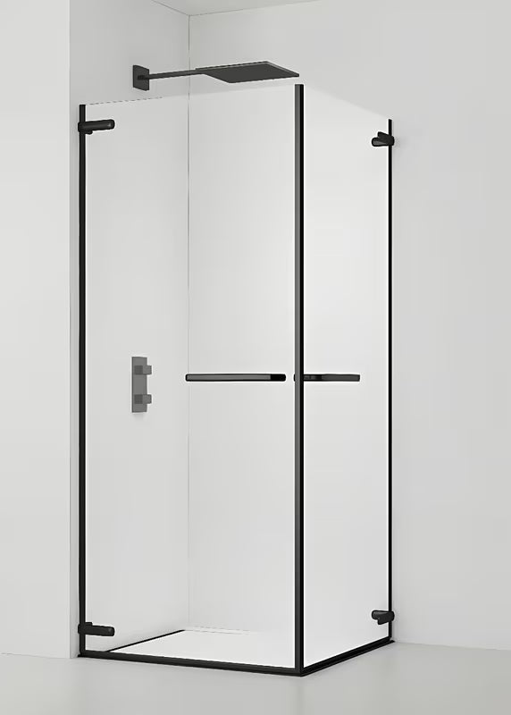 Kvadratni bezokvirni tuš kabina SAT Tgd New 90x90 cm u crnoj mat boji s prozirnim staklom