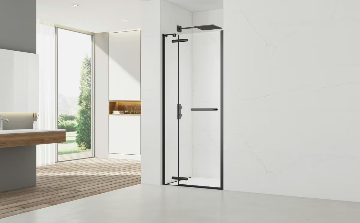 Tuš vrata za nišu SAT TGD New 100 cm u mat crnoj boji s prozirnim staklom