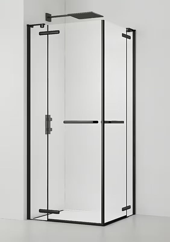 Kvadratna tuš kabina SAT TGD New 90x90 cm u mat crnoj boji s prozirnim staklom