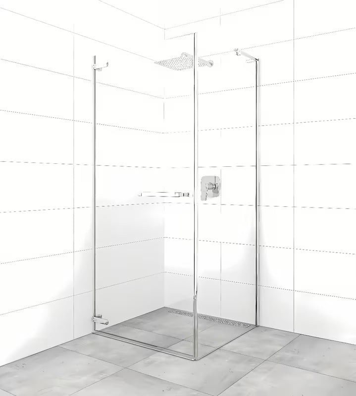Kvadratna tuš kabina SAT TGD New 80x80 cm u kromu s prozirnim staklom i bezokvirnom konstrukcijom.