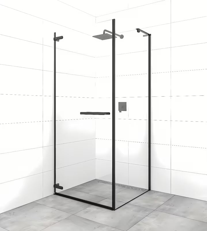 Pravokutna tuš kabina SAT Tgd New 100x80 cm s mat crnim elementima i prozirnim staklom.