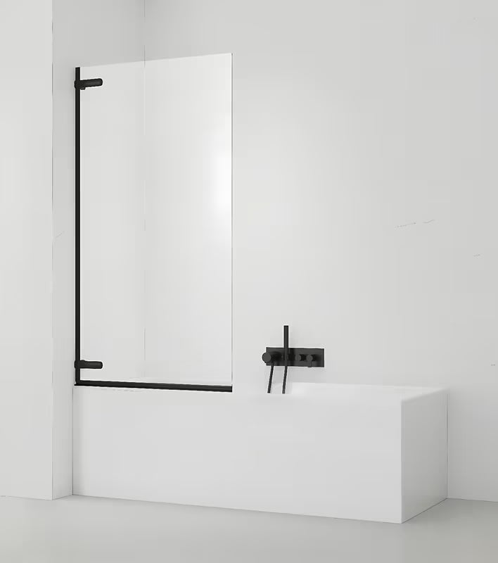 Tuš kada s vratima na šarkama paravan za kadu SAT Tgd New 150x80 cm s prozirnim staklom i crnim mat profilom