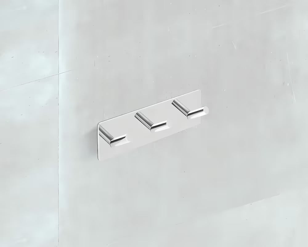 Samoljepljivi trostruka kukica SAT Chrome u sjajnoj inox izvedbi za zidnu montažu