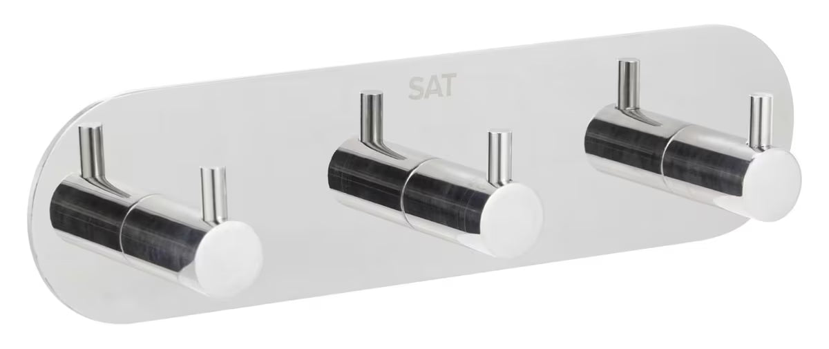 Zidni samoljepljivi trostruka kukica SAT Chrome u sjajnoj krom izvedbi od nehrđajućeg čelika
