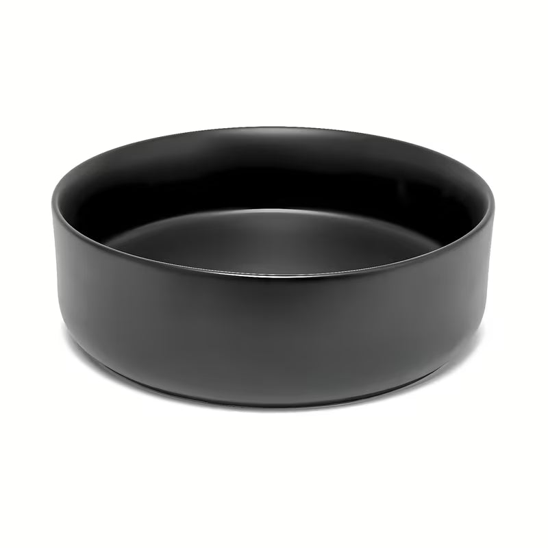 Okrugli umivaonik na ploču SAT Mood u mat crnoj boji, bez otvora za miješalicu i bez preljeva.