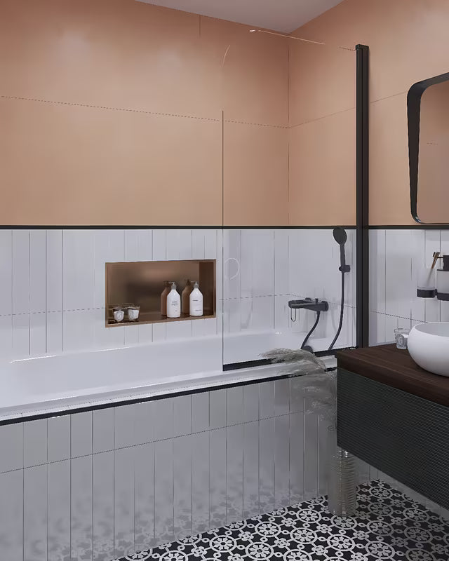 Paravan za Kadu SAT 150x80 cm s prozirnim staklom i crnim mat profilom