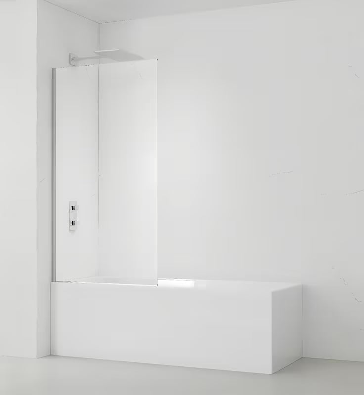 Fiksna paravan za kadu SAT Chrome 150x80 cm s kromiranim profilom i staklom s EasyClean obradom.