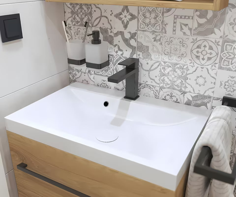 SAT Vision miješalica za umivaonik u mat crnoj boji s modernim četvrtastim dizajnom