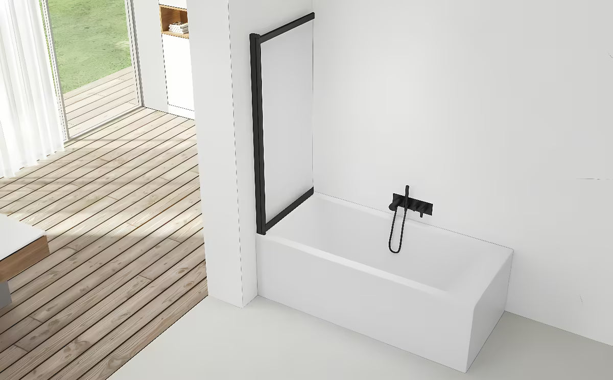 Klizna paravan za kadu SAT Vision 140x120 cm s crnim profilom i prozirnim staklom