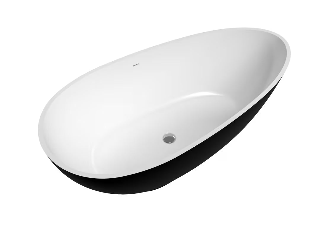 Samostojeća kada SAT 170x85 cm od lijevanog mramora u crno-bijeloj izvedbi, lijeva i desna orijentacija.