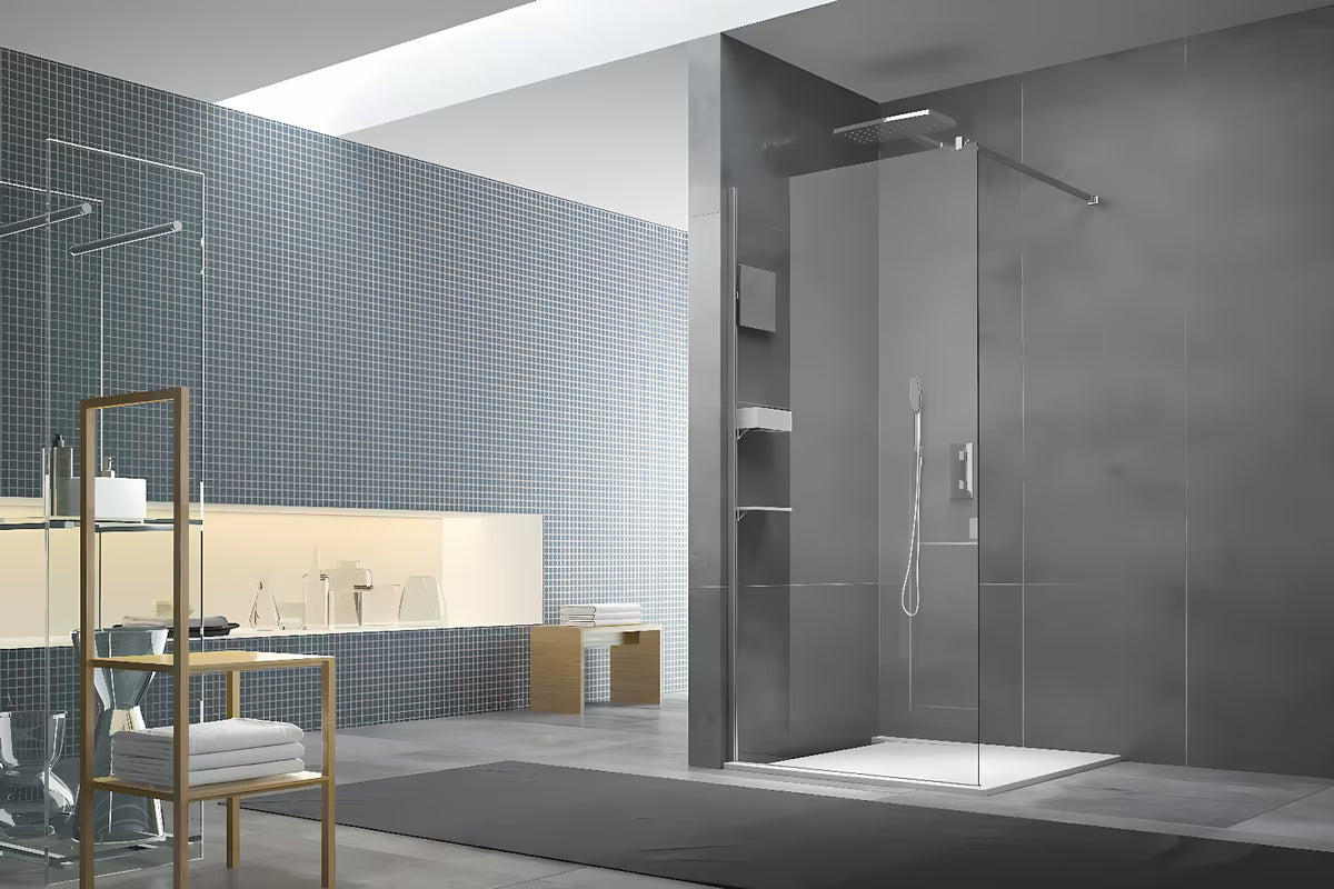 Podesivo zrcalo SAT Walk-In u krom izvedbi pro za upotrebu pod tušem