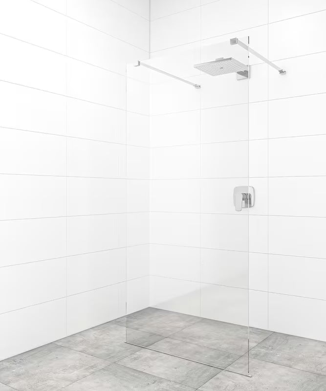 Walk-in tuš stijena SAT Walk-in 100 cm od prozirnog sigurnosnog stakla s kromiranim stabilizatorom