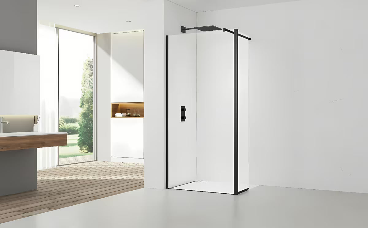 SAT Walk-in tuš stijena Walk-In 110 cm u crnoj boji s prozirnim staklom bez dekora