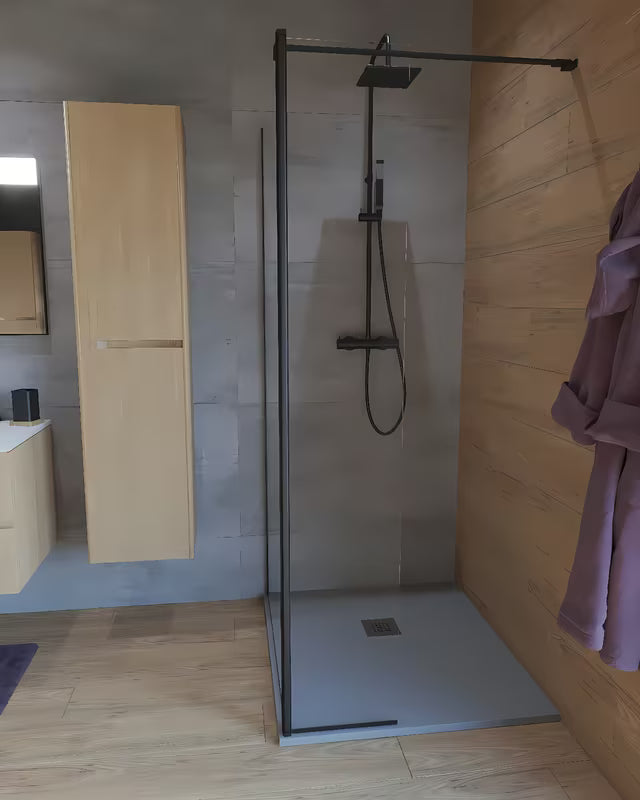 SAT Walk-in tuš stijena Walk-In 110 cm u crnoj boji s prozirnim staklom bez dekora