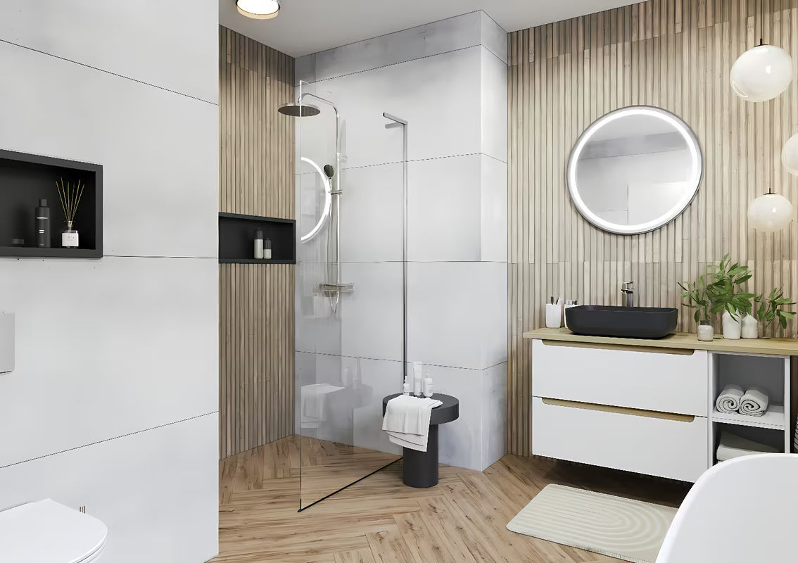 Walk-in tuš stijena SAT Walk-in 120 cm u krom izvedbi s prozirnim staklom i bezokvirnom izvedbom