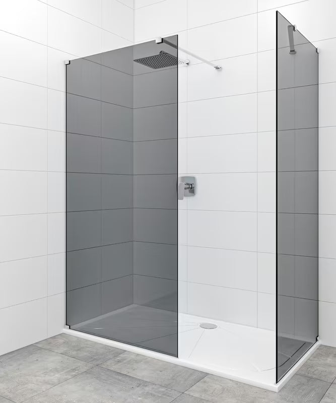 Tuš stijena SAT Walk-in 140x90 cm u sjajnom kromu s neprozirnim staklom s dimljenim efektom