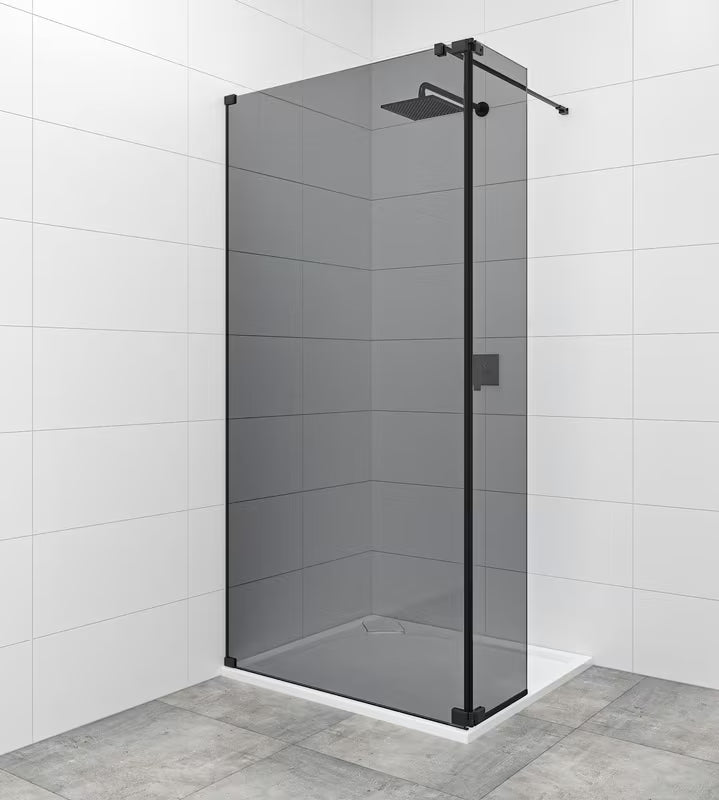 SAT Walk-in tuš stijena Walk-In 140 cm u crnoj boji sa staklom sa efektom dima