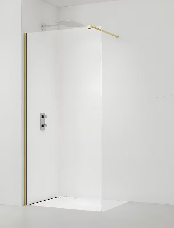 SAT Walk-in tuš stijena Walk-In 140 cm u mesing izvedbi s prozirnim staklom