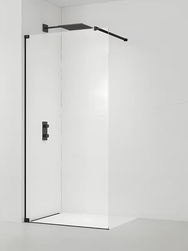 Tuš stijena walk-in SAT Walk-in 70 cm s prozirnim staklom i mat crnim profilima