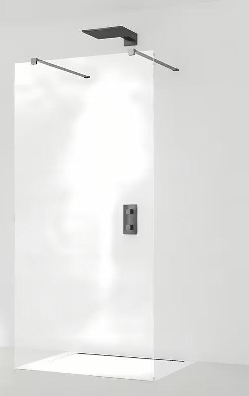 Tuš stijena SAT Walk-In 70 cm u crnoj boji s prozirnim staklom bez dekora i EasyClean obradom.
