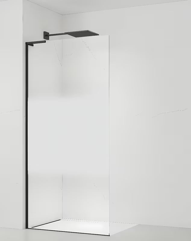 Crna walk-in tuš stijena SAT Walk-in 90 cm s prozirnim staklom i intimnom trakom