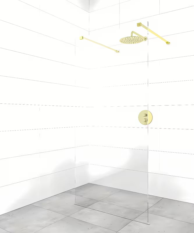 Tuš stijena Walk-In SAT Walk-in 90 cm s prozirnim staklom i zlatnim stabilizacijskim šipkama