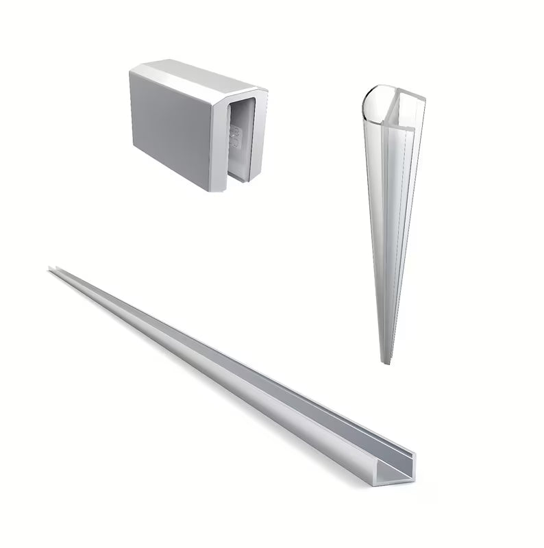 Kromirani šarkni nosač pro za tuš stijenu walk-in SAT Walk-In s donjom letvicom i bočnim profilom.