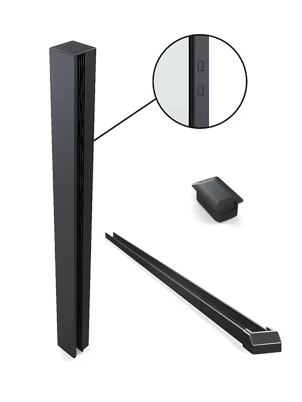 Crni profilni nosač SAT Walk-in pro kupaonski dodaci s bočnim profilom i donjom letvicom