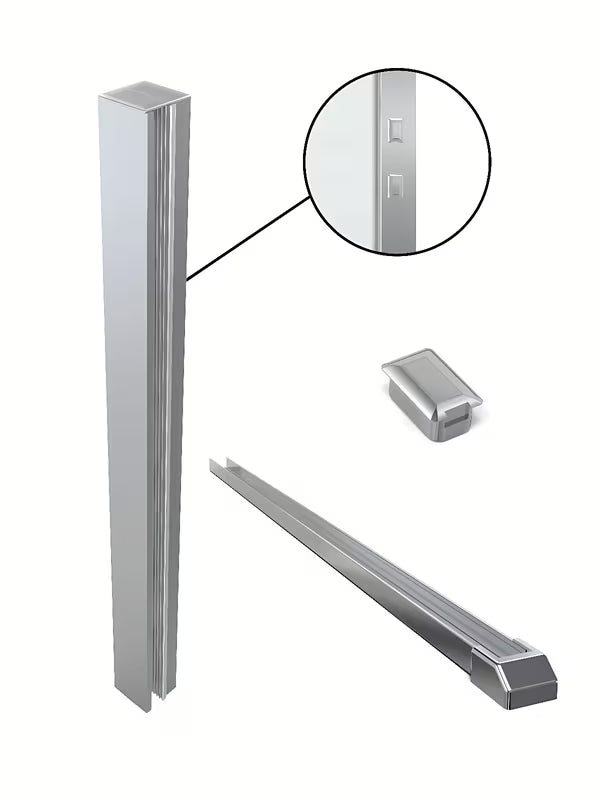 Kromirani profilni prihvat SAT Walk-in pro za tuš paravan s donjom brtvenom letvicom i montažnim paketom.