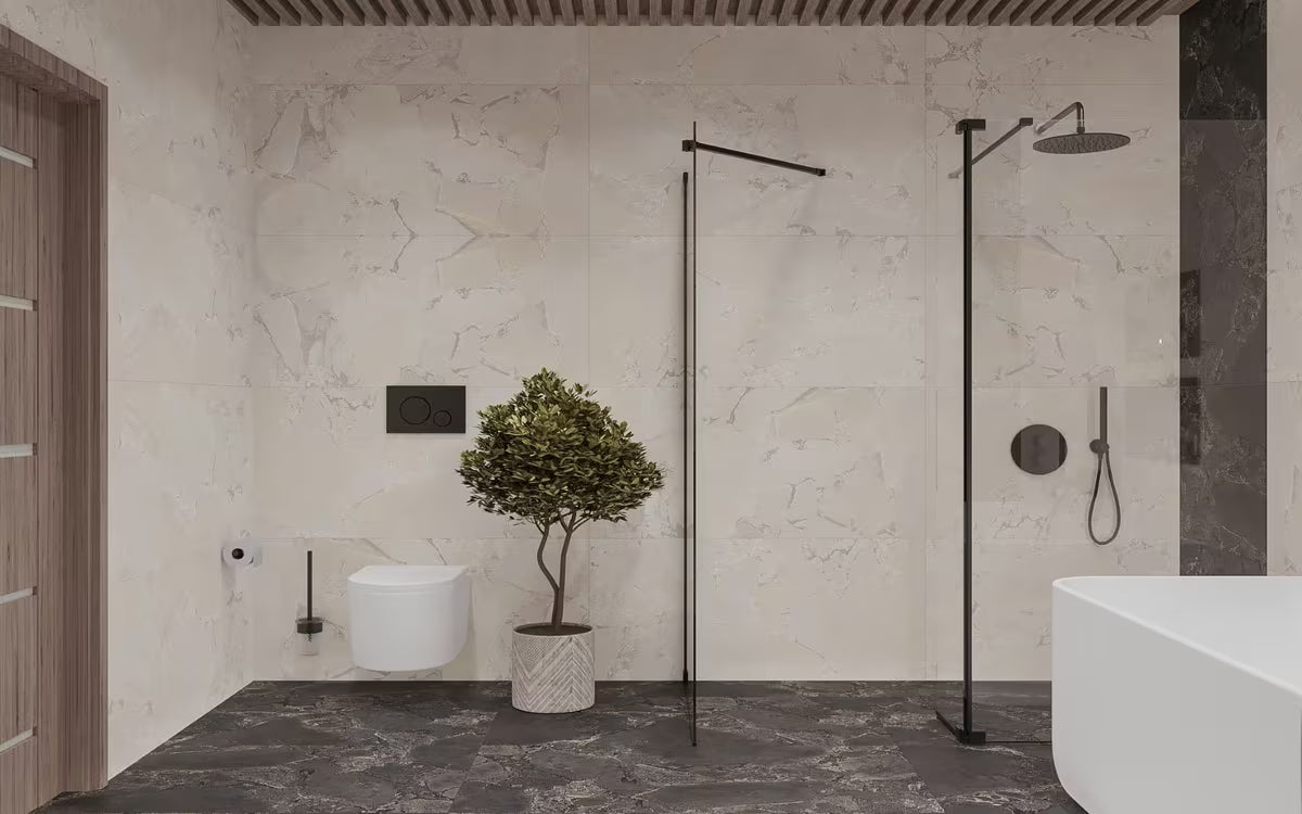 SAT Walk-in tuš stijena Walk-In 120x90 cm u crnoj boji s prozirnim staklom i obradom Easy Clean