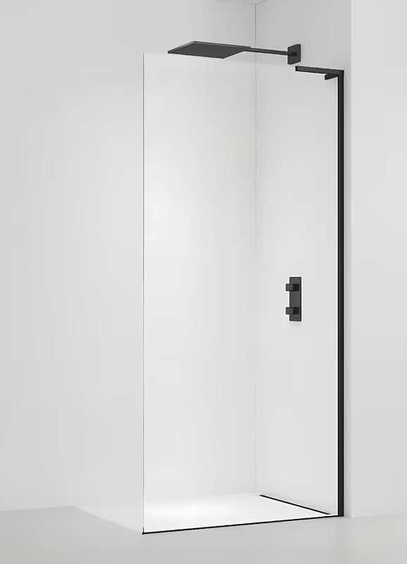 Walk-in tuš stijena SAT Walk-in 120 cm u mat crnoj boji s prozirnim sigurnosnim staklom