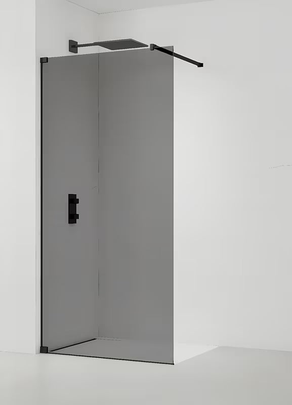 SAT Walk-in tuš stijena Walk-In 140 cm u crnoj boji s neprozirnim staklom sa dimljenim efektom