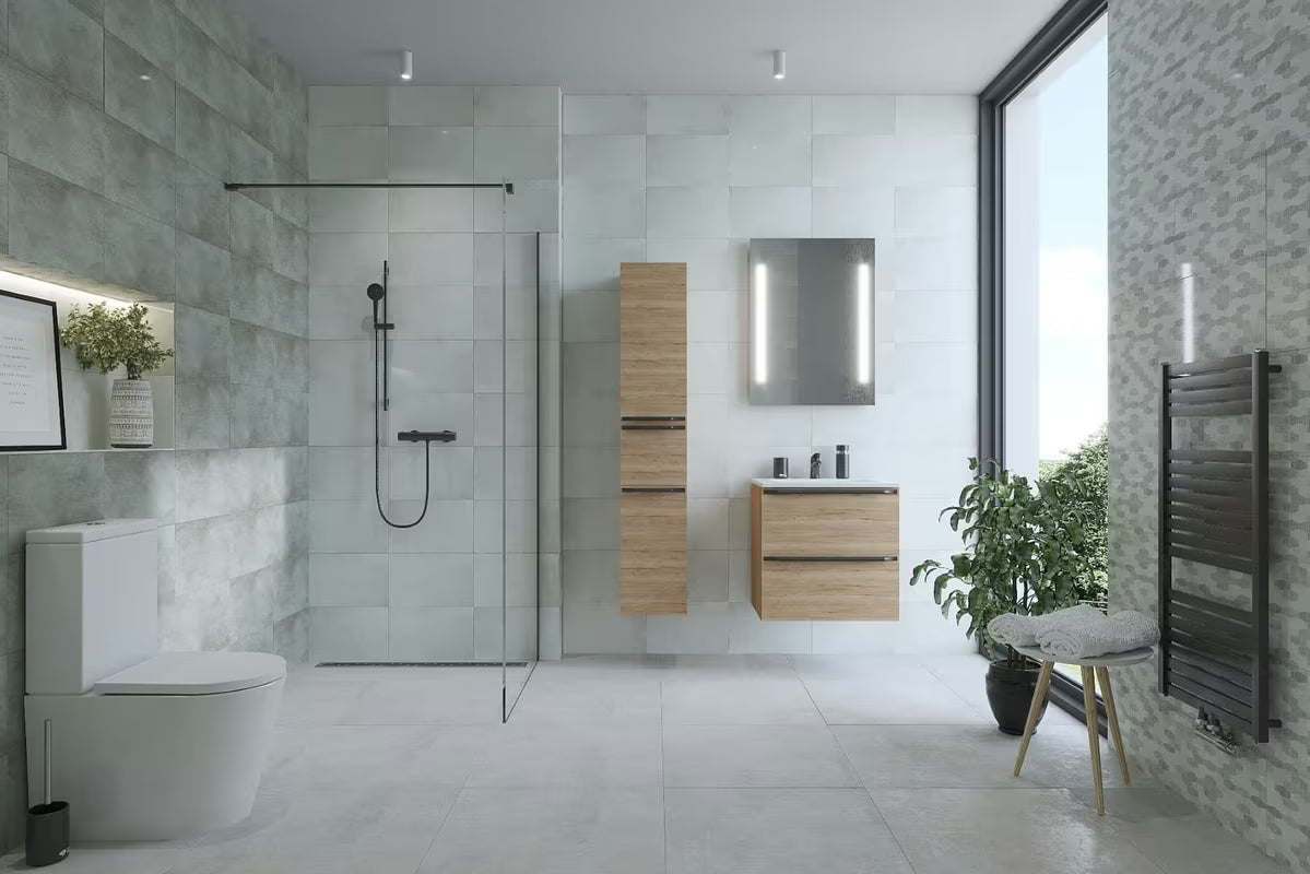 Walk-in tuš stijena SAT Walk-in 100 cm s prozirnim staklom i crnim profilom