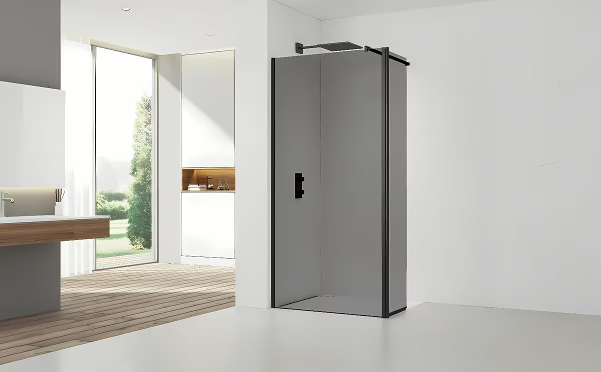 SAT Walk-in tuš stijena Walk-In 120 cm u crnoj boji s neprozirnim staklom i efektom dima