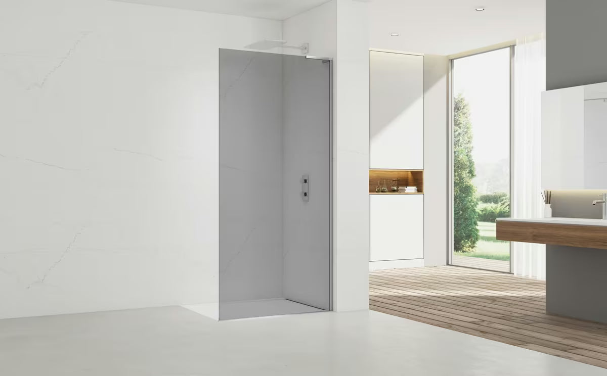 Fiksna tuš stijena SAT Walk-in 110 cm u krom izvedbi s prozirnim staklom i premazom EasyClean.