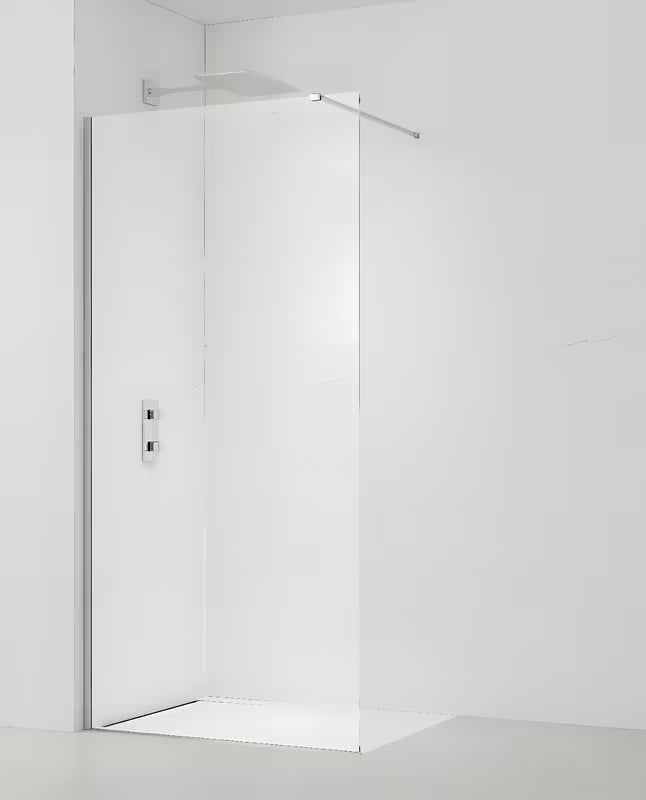 Walk-in tuš stijena SAT Walk-in 130 cm s prozirnim staklom, kromiranim profilima i EasyClean obradom