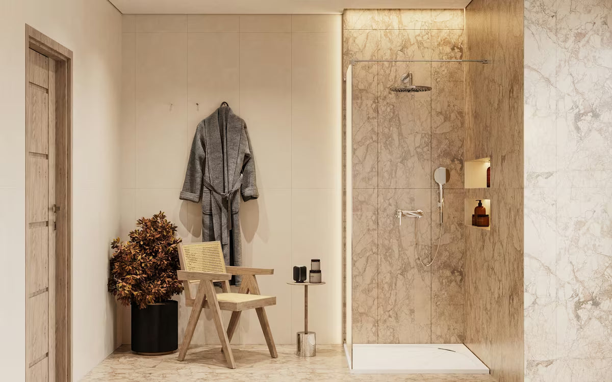 SAT Walk-in tuš stijena Walk-In 140 cm od prozirnog sigurnosnog stakla s kromiranom potpornom šipkom