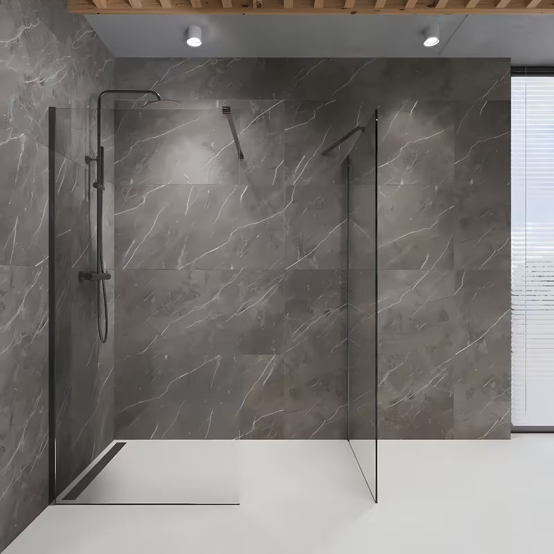 Walk-in tuš stijena SAT Walk-in 110 cm s prozirnim staklom i profilima u izvedbi PVD Gun metal.