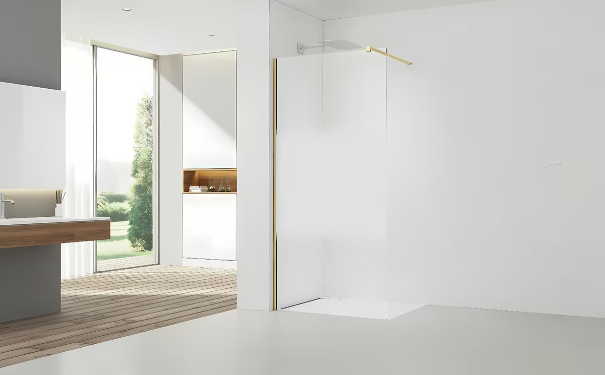Walk-in tuš stijena SAT Walk-in 100 cm u brušenom zlatu s prozirnim staklom i intimnom trakom