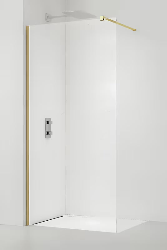 Walk-in tuš stijena SAT Walk-in 130 cm od prozirnog stakla s mesinganim profilima