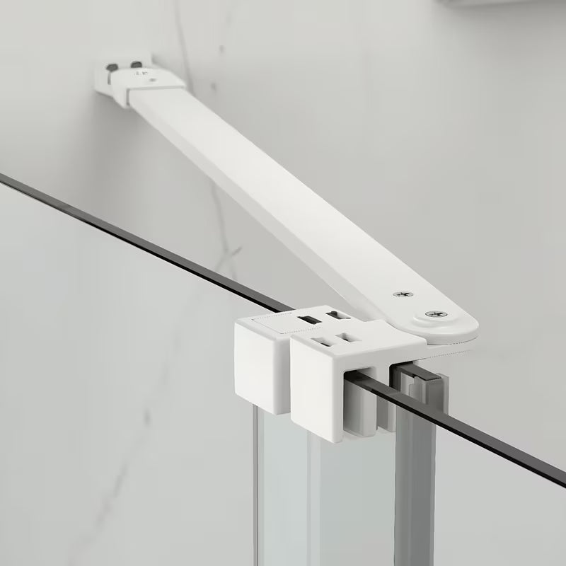 Klizne tuš vrata SAT Xmotion 110 cm u bijeloj boji s prozirnim staklom i bezokvirnom izvedbom.
