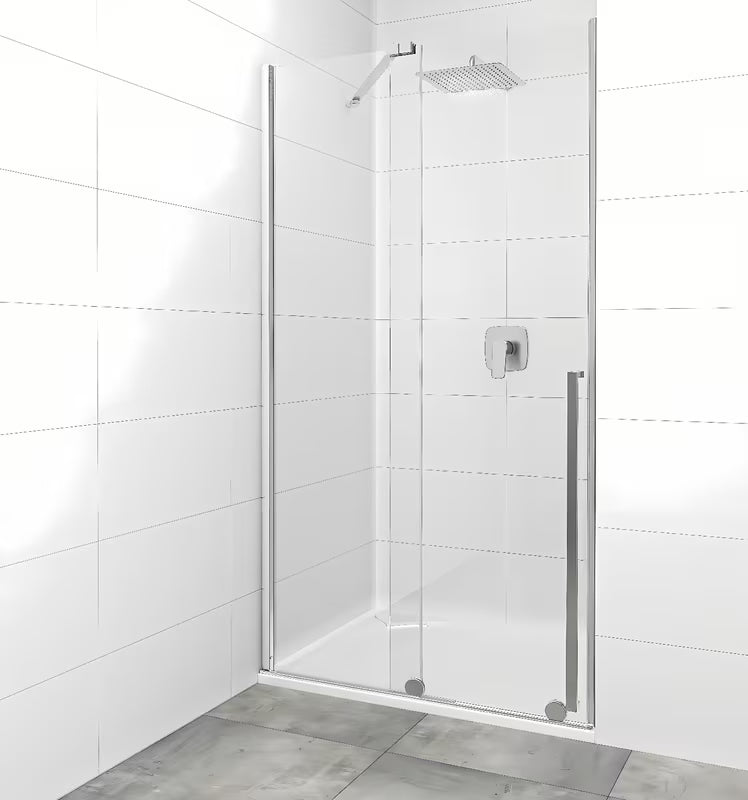 Tuš vrata SAT Xmotion 120 cm za nišu u sjajnom kromu s prozirnim staklom i kliznim otvaranjem.