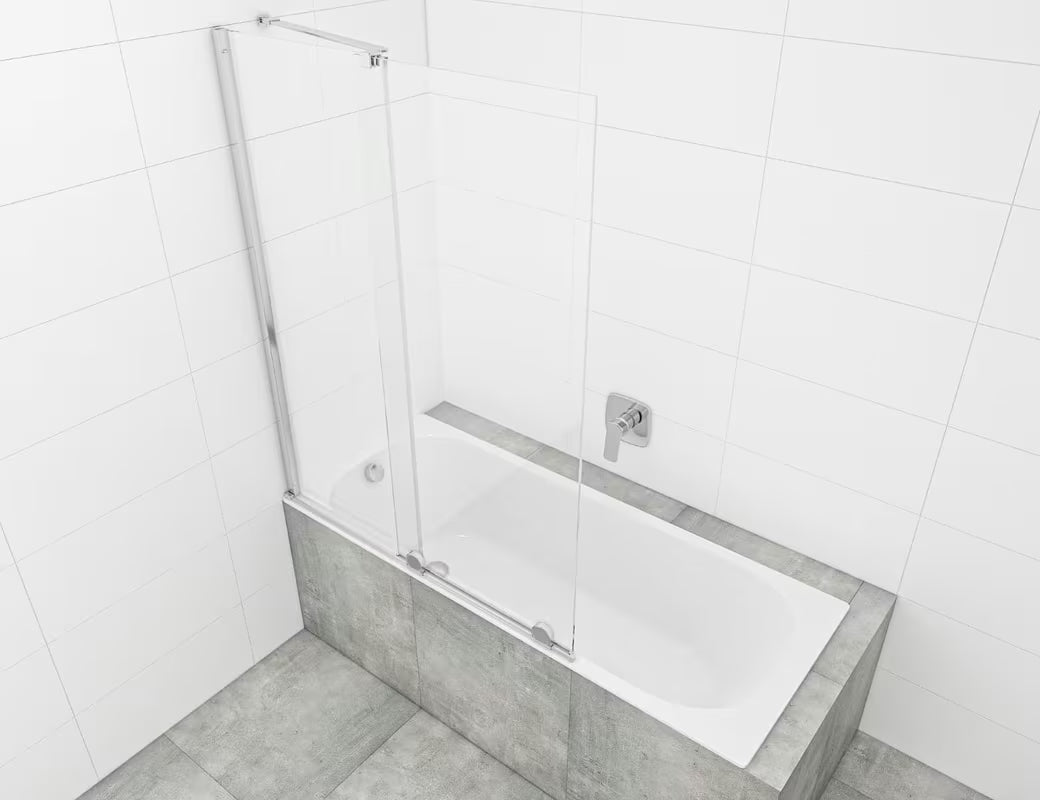 Paravan za Kadu SAT Walk-In Xmotion 150 cm u krom izvedbi s kliznim dijelom i premazom Easy Clean