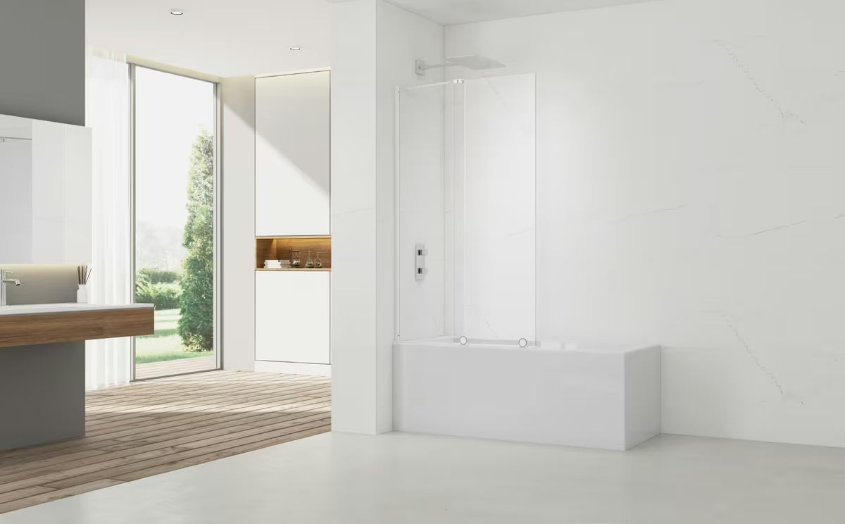 Paravan za Kadu SAT Walk-In Xmotion 150 cm s prozirnim staklom i bijelim profilima