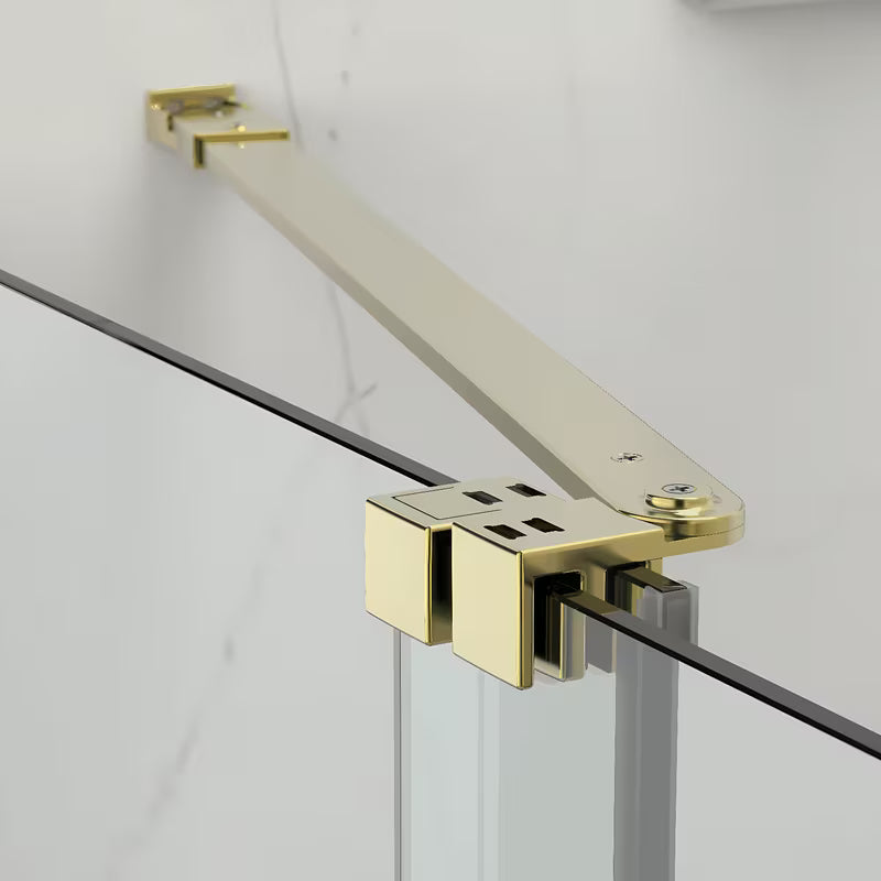 Tuš stijena Walk-In SAT Walk-In Xmotion 140 cm s prozirnim staklom i sjajnim zlatnim profilima