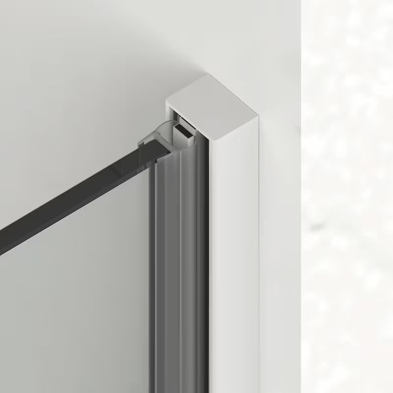 Klizne tuš vrata SAT Xmotion 110 cm u bijeloj boji s prozirnim staklom i bezokvirnom izvedbom.