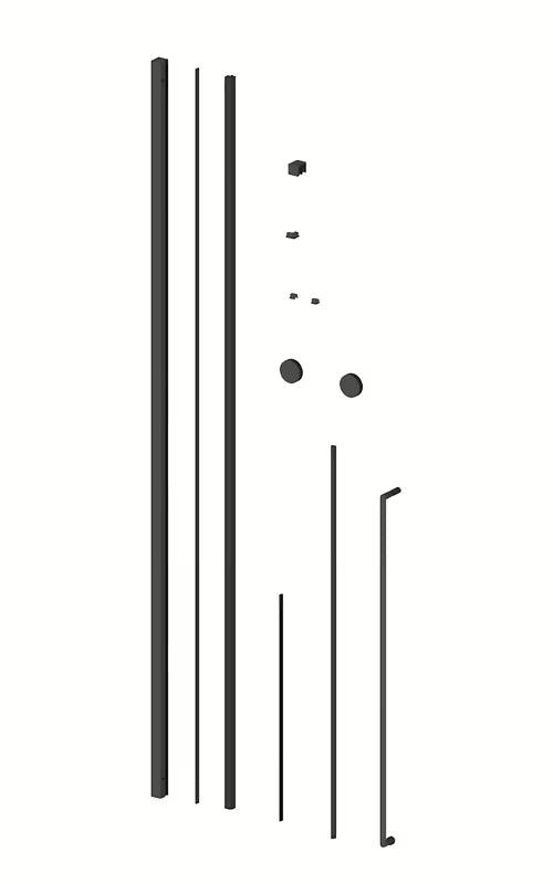 Pravokutna tuš kabina SAT Walk-In Xmotion 140x80 cm u crnoj boji s prozirnim staklom i kliznim vratima.