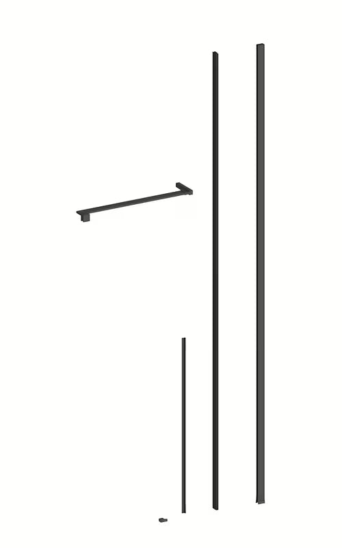 Pravokutna tuš kabina SAT Walk-In Xmotion 140x80 cm u crnoj boji s prozirnim staklom i kliznim vratima.