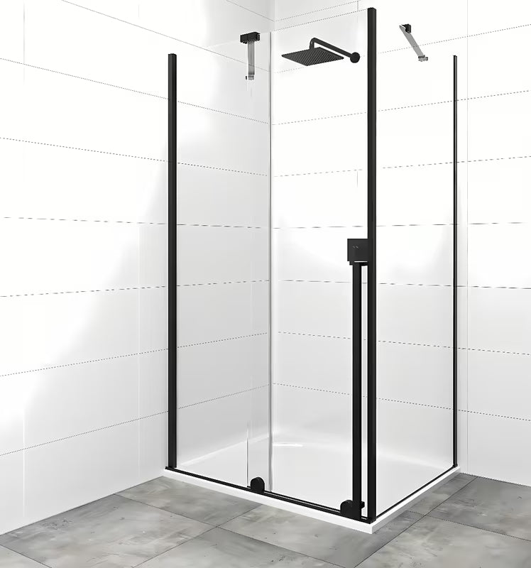 Tuš kabina SAT Xmotion 140x90 cm u crnoj izvedbi s prozirnim staklom i kliznim otvaranjem